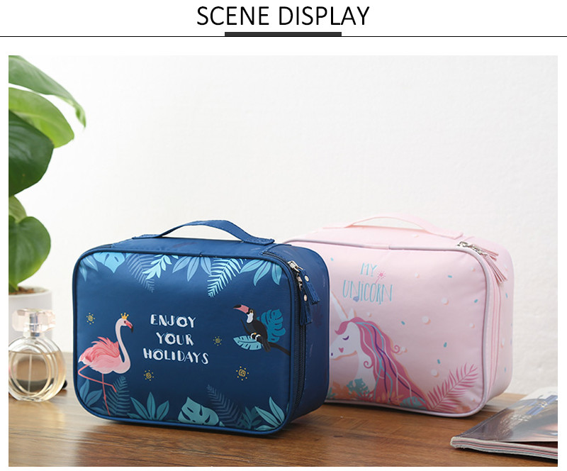 Portable L260mm Polyester Cosmetic Bag With Mirror
