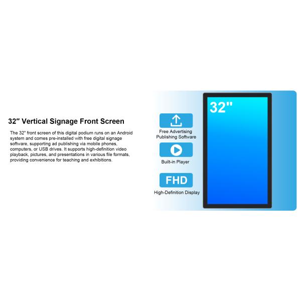 Portable Auto Lift Smart Digital Interactive Podium Digital Lectern Smart Podium Dual Screens Design for Teaching Speech