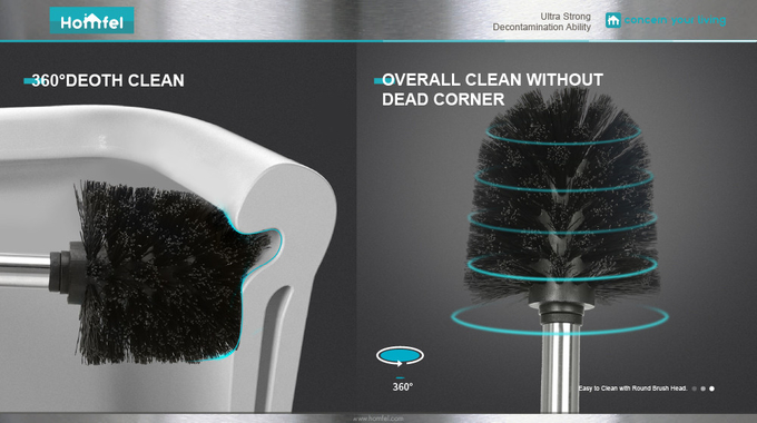 Say Hello to a Hassle-Free Bathroom Cleaning Experience with Economic Stainless Steel Toilet Brush and Automatic Open Holder