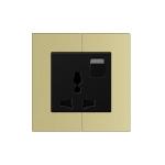 Universal 13A Plug Socket 3 Round Holes Aluminum Material Frame