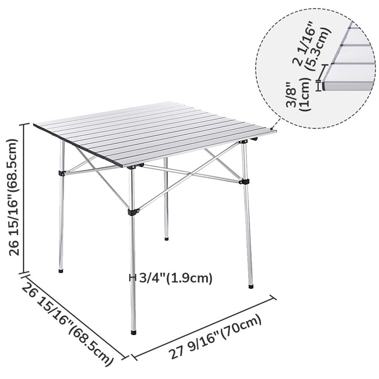 Embroidery or Printing Logo Lightweight Aluminum Roll Up Table for Beach Picnic Camping