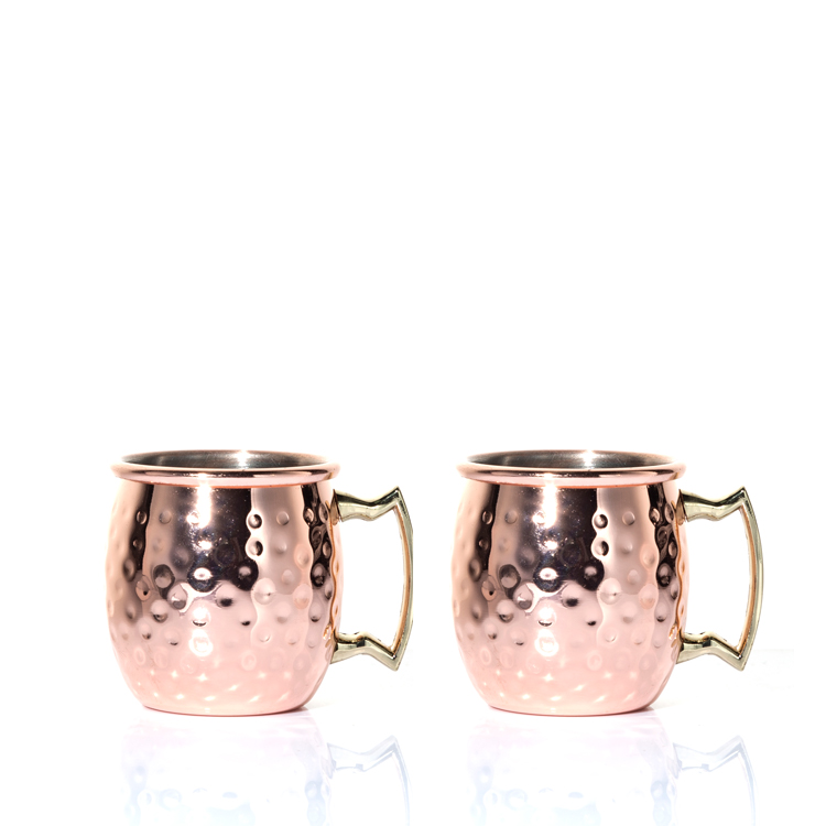 Factory Custom 65ml Moscow mule rose gold finished with handles stainless steel mug
