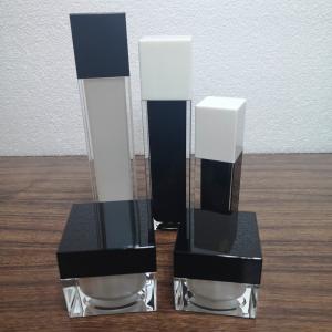 China Popular 20g 30g 50g white plastic acrylic black cap square double walled cosmetic manufacturer skin care cream jar wholesale