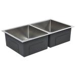 18 Gauge Kitchen Stainless Steel Two Bowl Sink Undermount Zero Radius