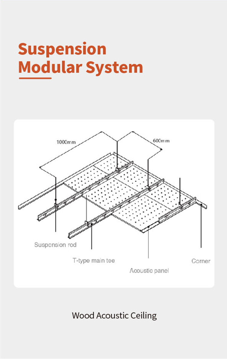 Sound Absorbing Suspended Wood Panel Ceiling , Perforated Wood Acoustic Panels 12mm