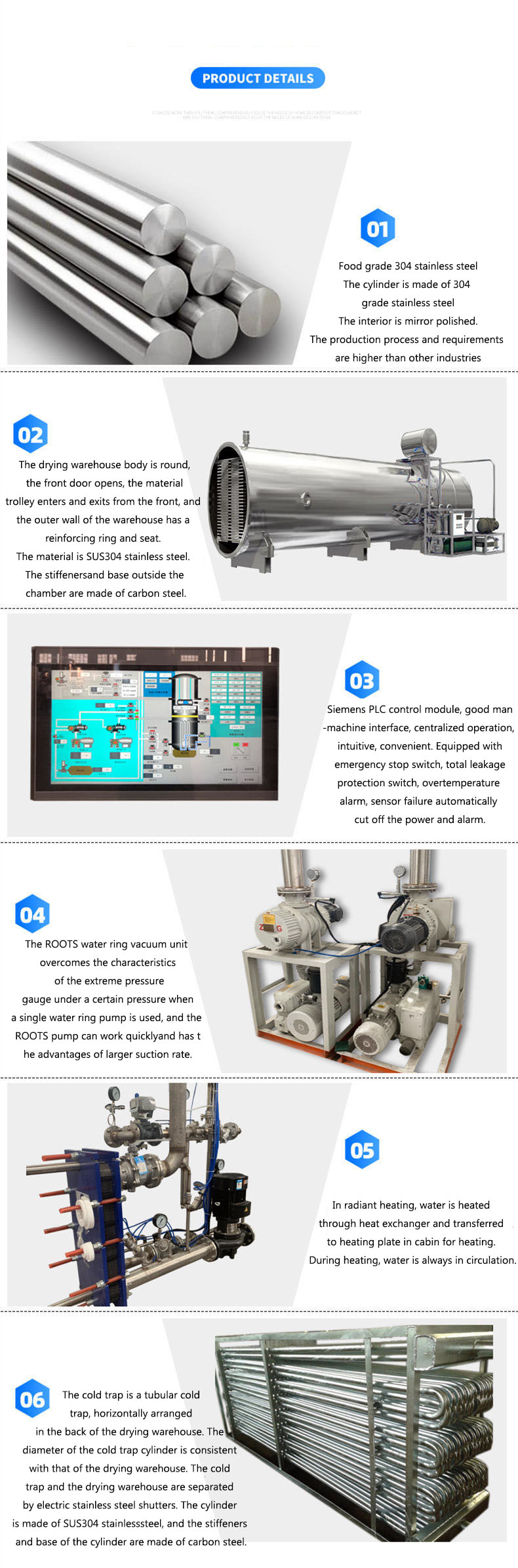 Stainless Steel Vacuum Freeze Drying Machine Automatic Quick Freezing Lyophilization