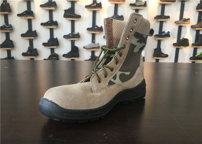 Suede Leather Work Boots / Mens Military Tactical Boots With Nylon Cloth