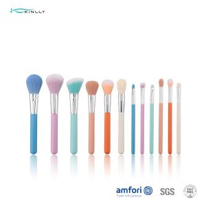 China 12pcs Travel Makeup Brushes Aluminium Ferrule ODM With Wooden Handle wholesale