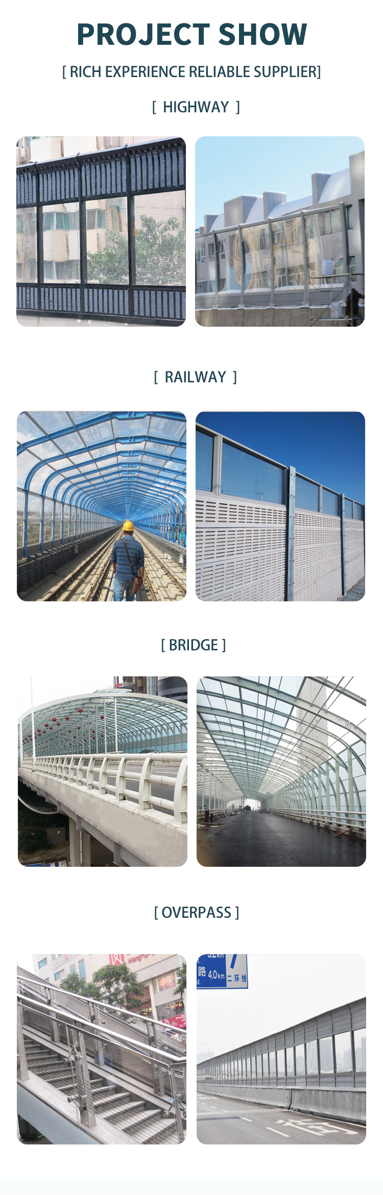 Highway Soundproof Wall Plastic Board And Metal Highway Noise Reduction Barriers