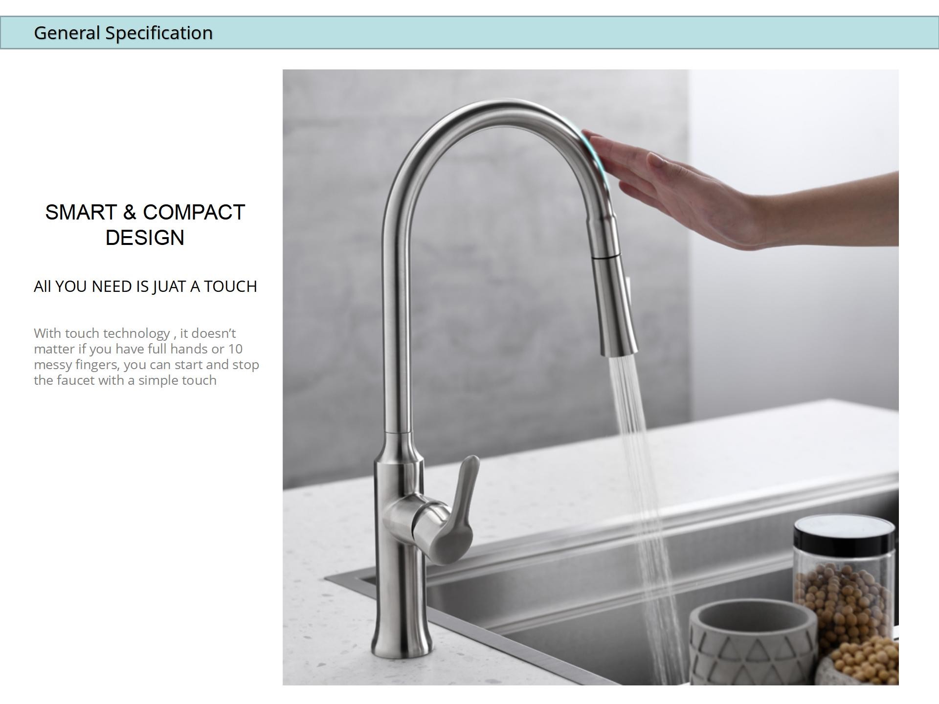 CUPC Single Handle Gooseneck Kitchen Faucet Extendable Kitchen Tap With Flexible Hose