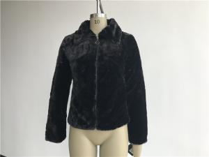 China Winter / Autumn Black Ladies Faux Fur Coats With Gunmetal Zip Through TW78161 wholesale