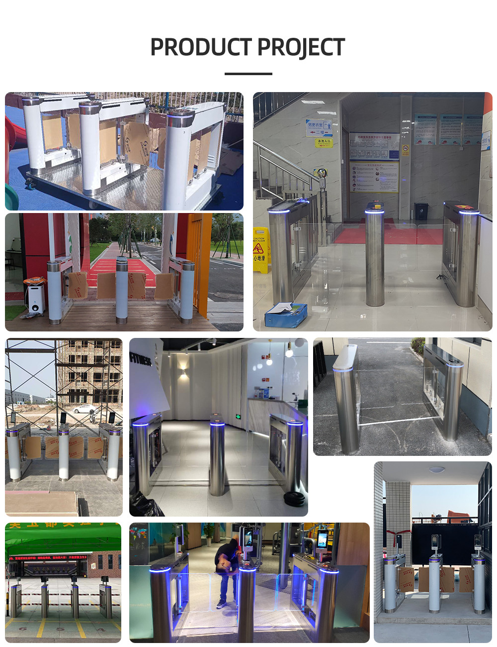 60hz Biometric Turnstile QR Code Scanner Face Recognition RFID Card Glass Swing Barrier Gate