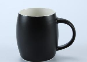 China Embossed Swirl 400ml Blank Ceramic Cafe Mugs Barrel Shaped wholesale