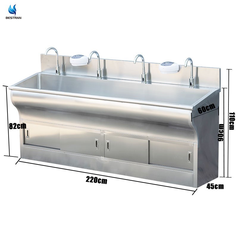 Customized Size Steel Hospital Hand Washing Sink With Touchless Sensor Activated