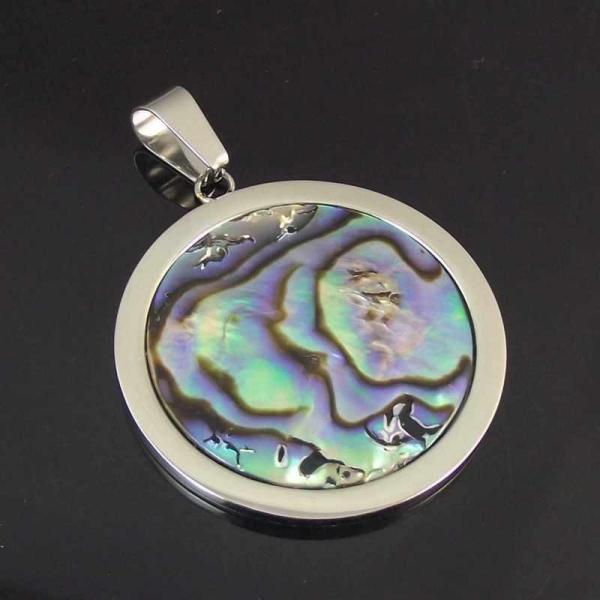 Supper Fashion Colorful White Black Pearl Shell Inlay Stainless Steel Pendant