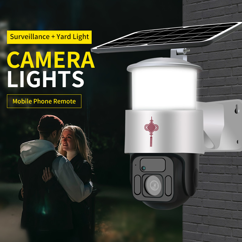 Glomarket Tuya Wifi Wireless Solar Power Ip Solar Floodlight PTZ Camera Outdoor Network Camera Home Security System