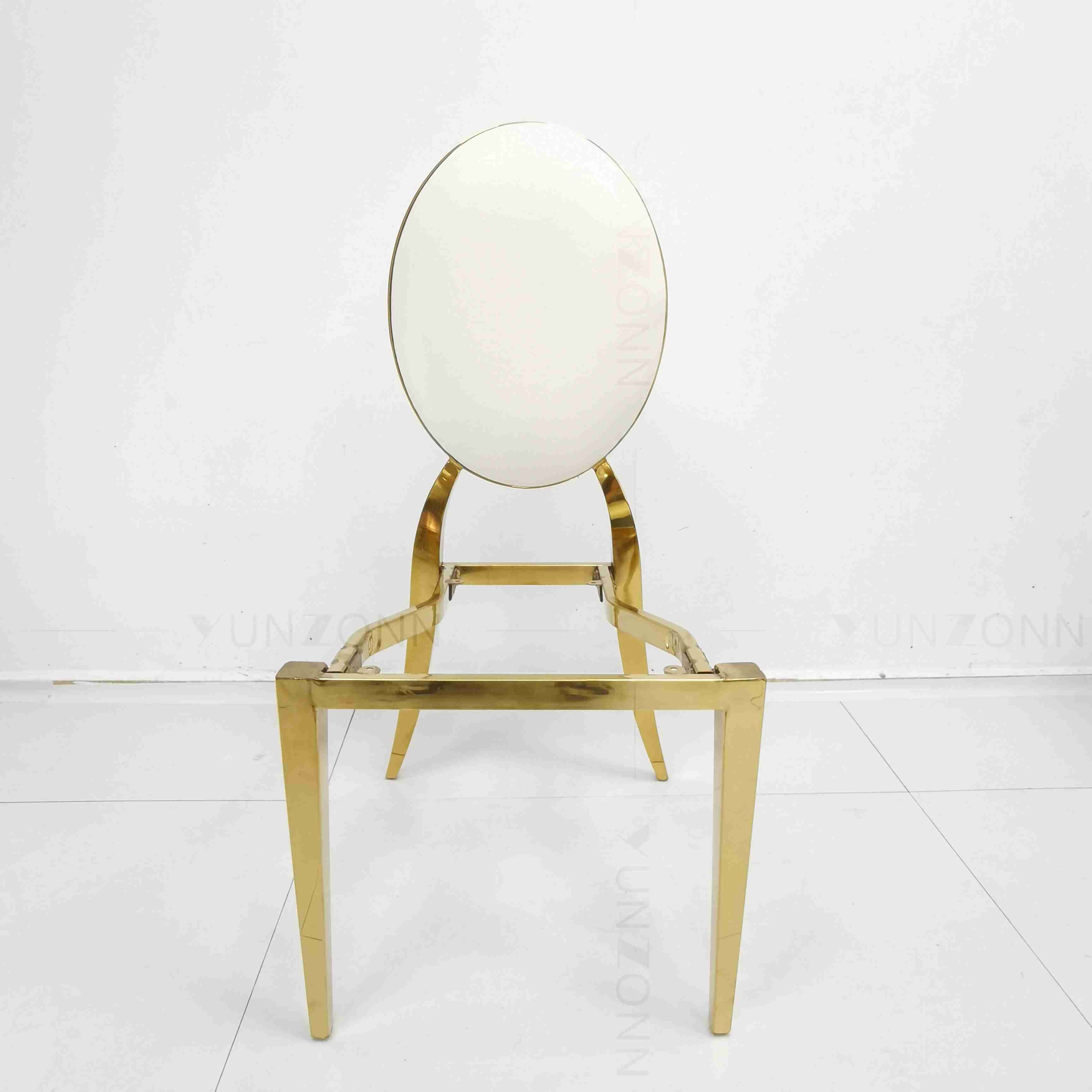 Classic PU Cushion Wedding Banquet Chair White Metal Dining Room Chairs Dismantle Model