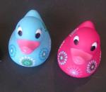 Soft Pad Painting Mini Rubber Ducks Baby Shower With Flower Painting / 10cm