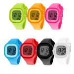 Square Plastic Case LCD Digital Sports Watch With Silicone Band Soft Touch
