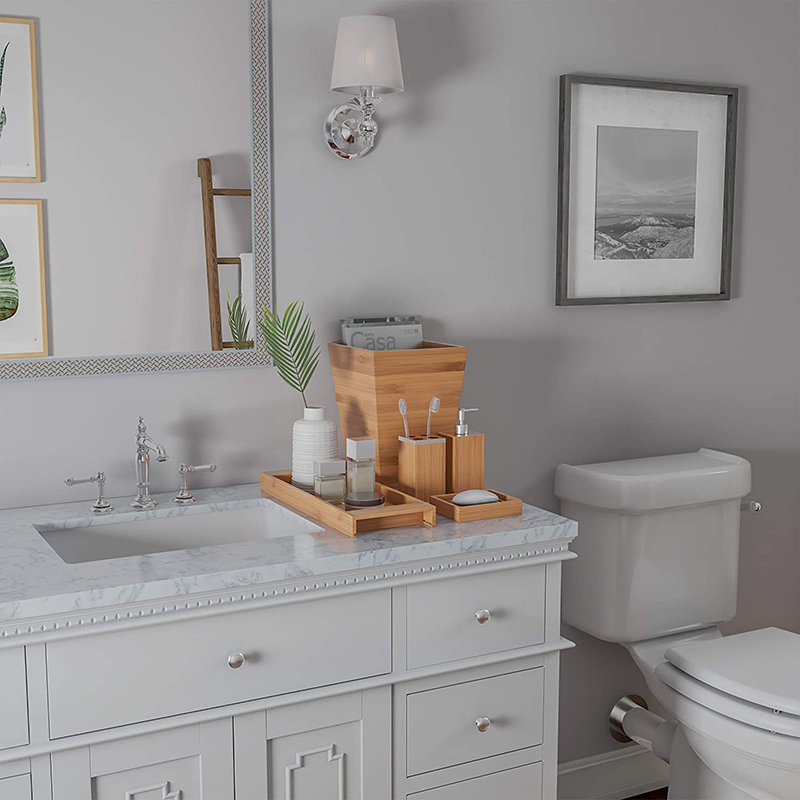 Sustainable Bamboo Bathroom Organizer Storage Unit Custom