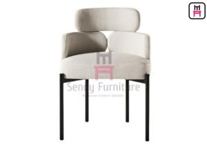 China OEM Upholstered Fabric Dining Chair With Armrests In Metal Frame wholesale