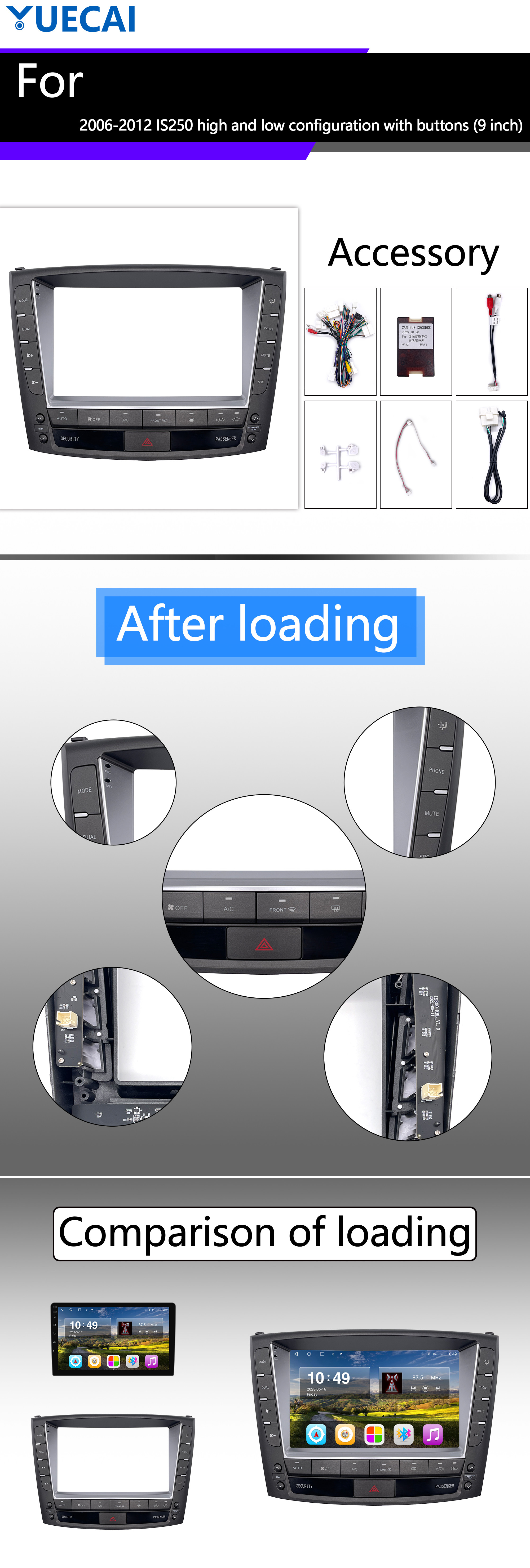 2006-2012 IS250 Lexus Android Head Unit High And Low Configuration