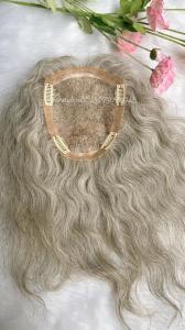 China 100% virgin hair mono topper natural wave European hair topper for old lady hair loss wholesale