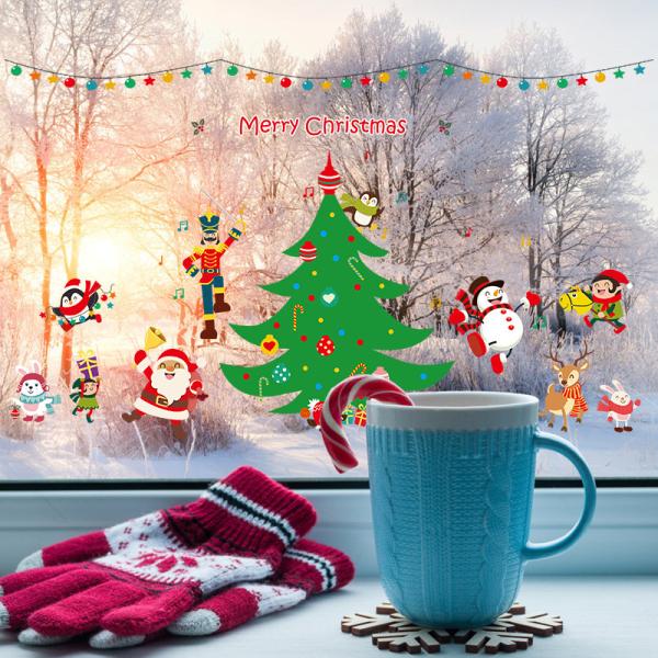 Shop Window Christmas Wall Stickers Living Room Decoration Santa Claus Snowman