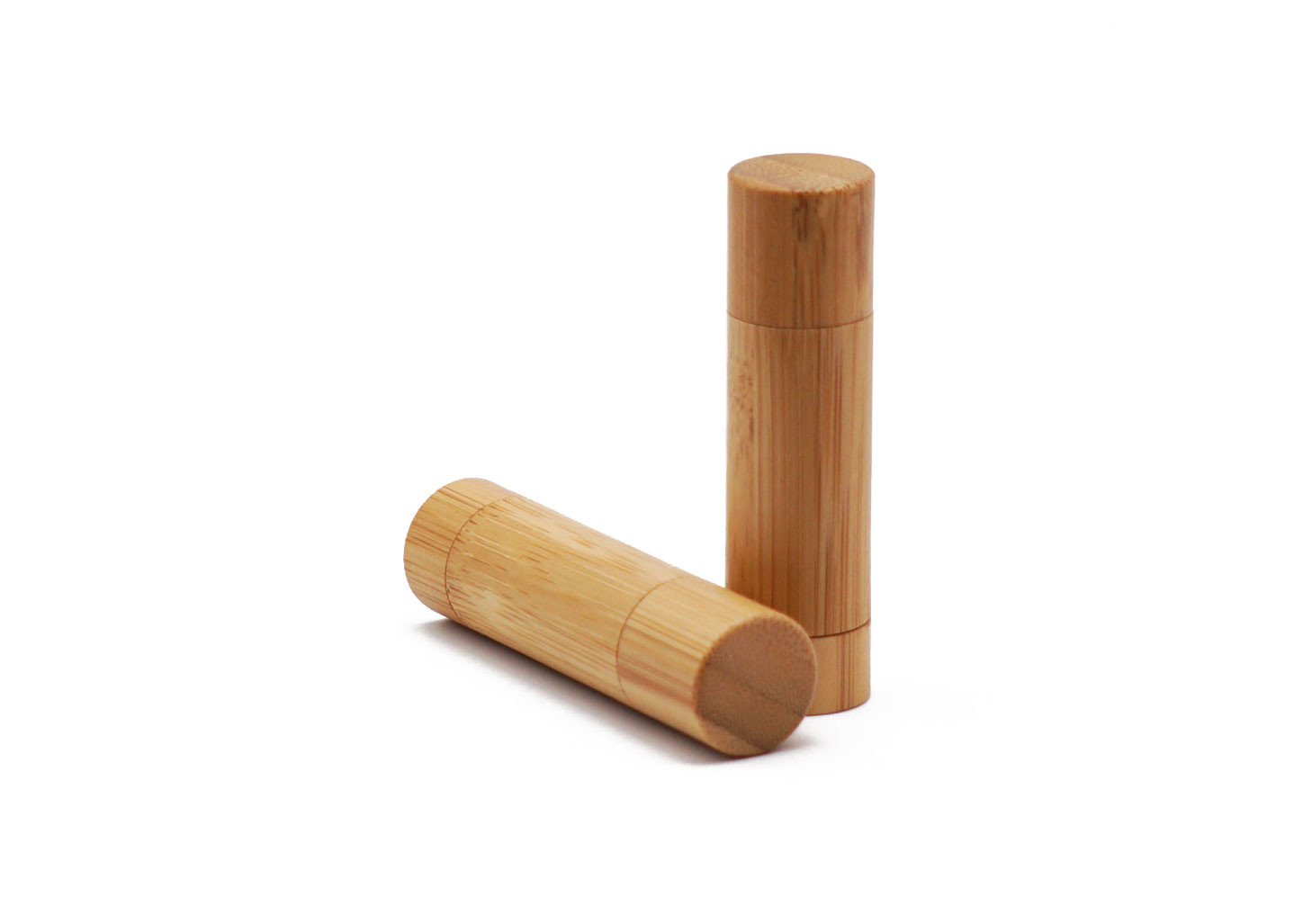 Custom Empty Cosmetic Lip Balm Tube Bamboo Covered Lipstick 3.5g