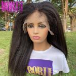Pre plucked Hair Line Kinky Straight 100% Human Hair Lace Frontal Wigs