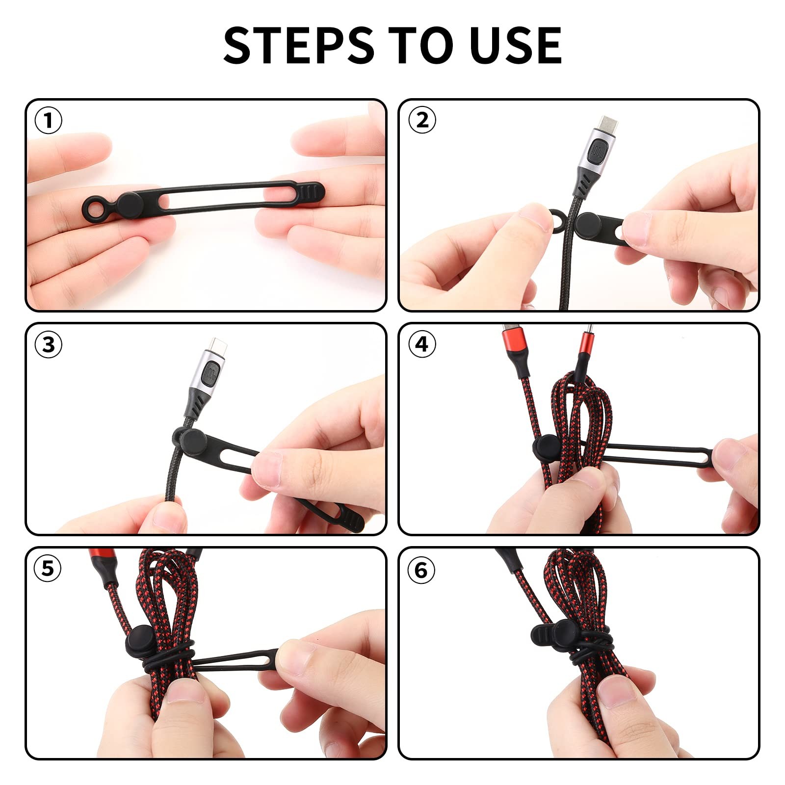 Silicone Cable Management Organizer Multipurpose Elastic Cord Organizer For Bundling And Fastening Cable Cords Wire Tie