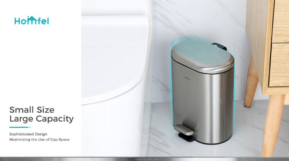 rounded rectangle trash can Stainless Steel Rolling Cover Step Pedal Trash Bin for kitche bathroom Office 6L 12L 30L 50L