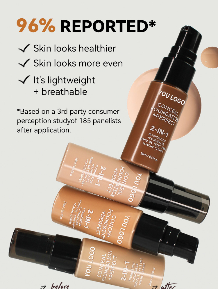 Wholesale High Quality Whitening Cream Private Label Makeup Liquid Foundation Full Coverage Waterproof For Wome