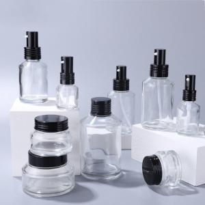 China 100ml Push Transparent Lotion Bottle Cream Refillable Glass Perfume Bottle wholesale