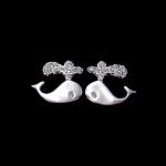 CZ Jewellery 925 Silver Cubic Zirconia Earrings Lovely Dolphin Shaped Ocean