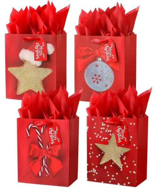 Fancy Holiday Merry Christmas Gift Shopping Luxury Paper Bags with Customized