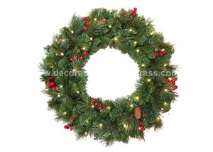 China 24'' PVC Plastic Artificial Flower Christmas Berry Wreath UV-Resistant wholesale