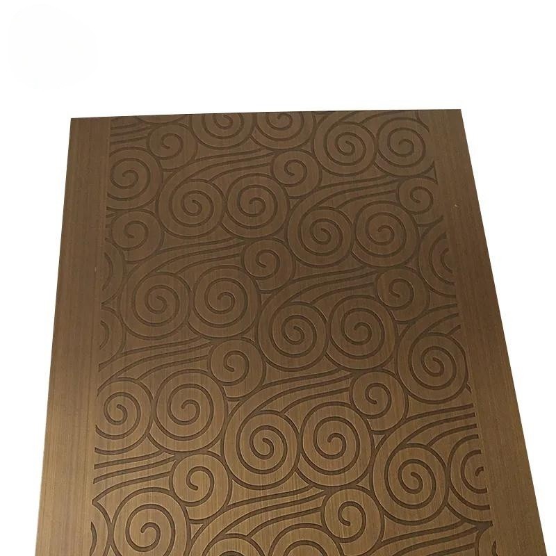 201 304 316 Stainless Steel Etched Sheet Mirror Gold Decorative Elevator Door Panel