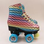 Colorful Ripple Design Kids Quad Roller Skate For Girls Women