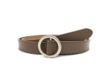 Taupe Color Women's Fashion Leather Belts With Simple Silver Round Buckle 2.5cm