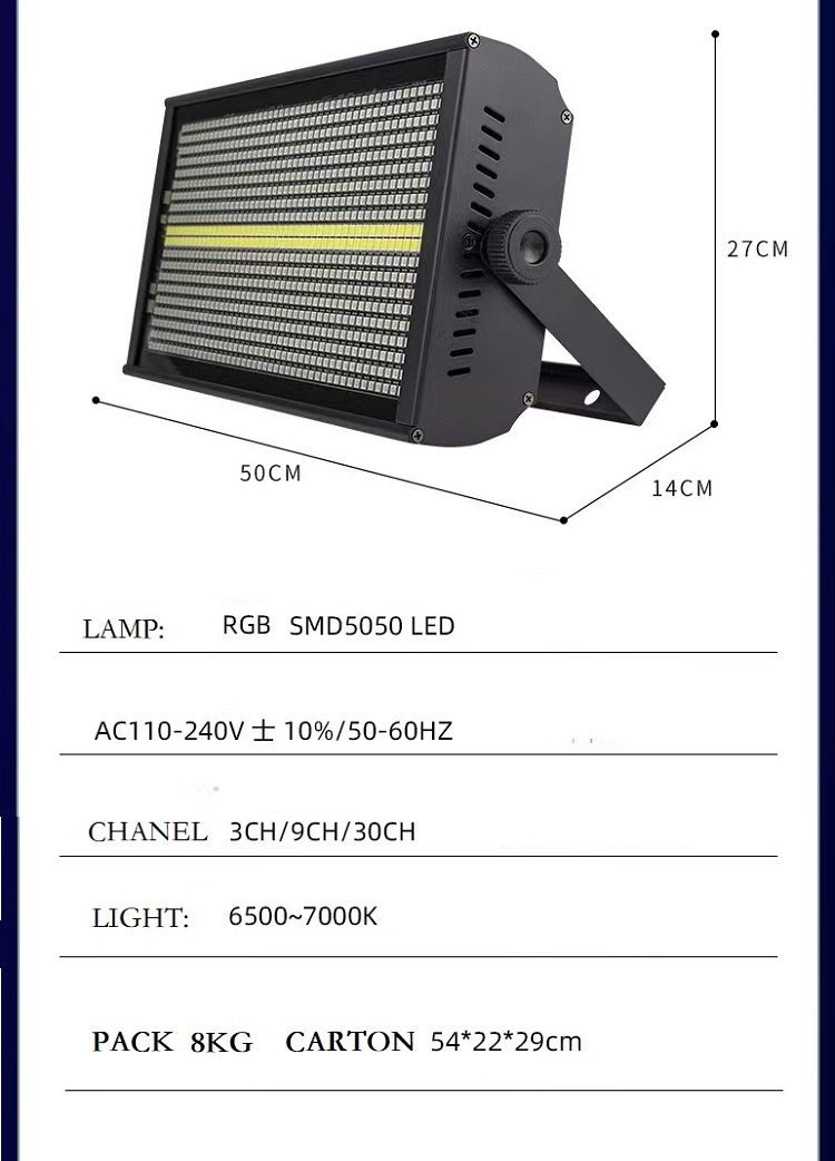1000w dmx controller blue amber white color rgb led strobe light for stage pub