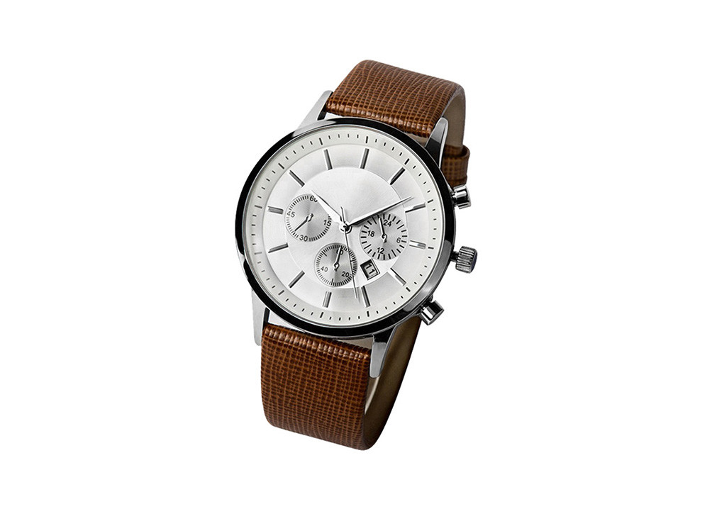 Male Stainless Steel Export Timepieces 30m Water Resistant Leather Strap