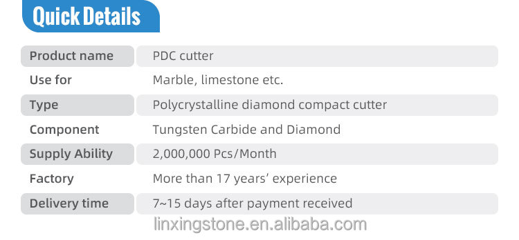 Marble Quarry Machine Tools Advantage of Durable PDC 1308 Cutters for Diamond Chain Saw
