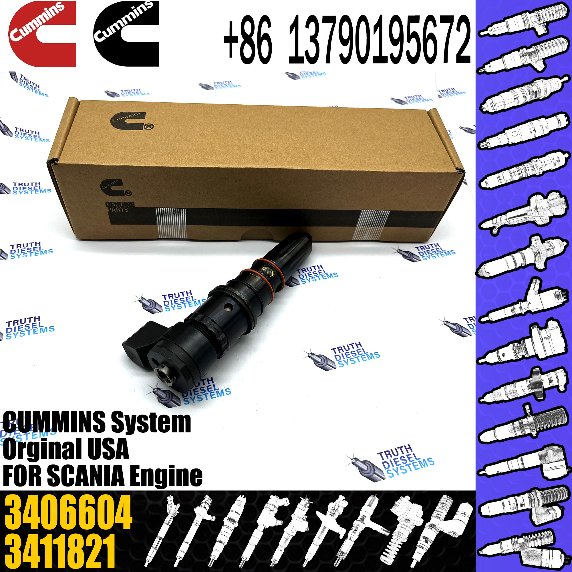 3087648 3406604 3411821 4914328 Engine Diesel fuel injector common rail injector Original