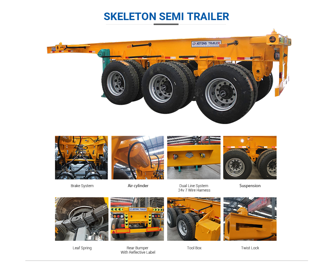 45ft Container Gooseneck Chassis Trailer Skeleton Truck Trailers with 28tons Landing Gear