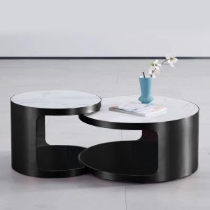 China Brushed Titanium Round Nordic Coffee Table Ceramic Top Sophisticated wholesale