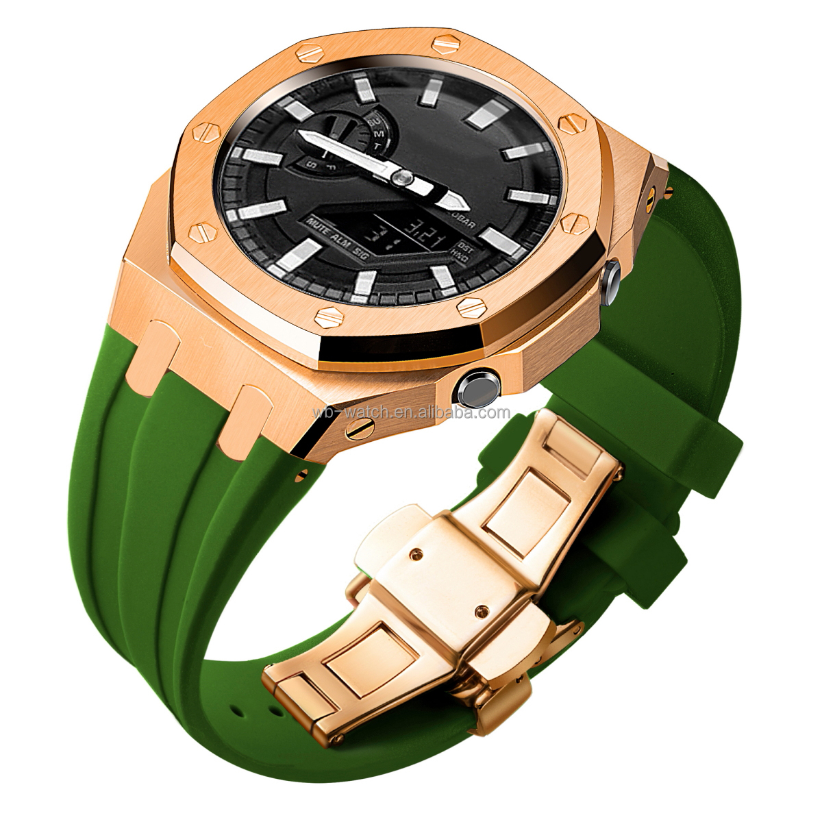 GA2100 Casio G Shock Watch Case Modified With Silicon Band Strap In 316 Stainless Steel