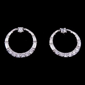 China Lady Round Style Silver Cubic Zirconia Earrings 925 Silver AAA Cubic Zircon wholesale