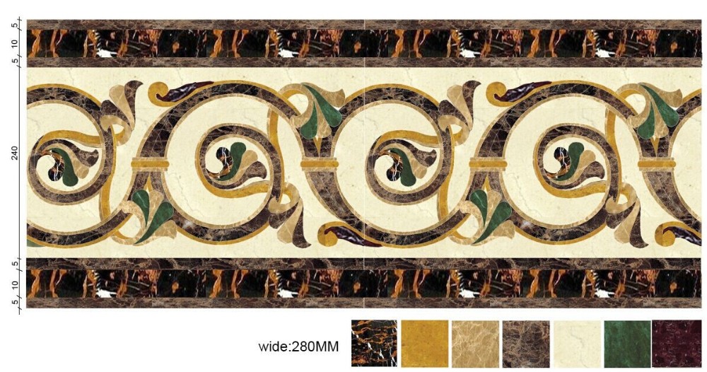 Decorative Marble Floor Medallions Border Designs Customized Shape