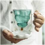 Christmas Tree Double Wall Glass Mug Cute Creative For Festival Gift OEM ODM
